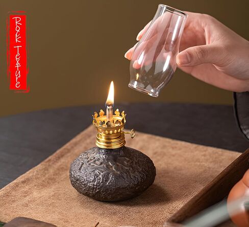 Vintage Ceramic Oil Lamp, Oil Lamp for Indoor Use Stone Texture, Vintage Oil Lamps for Indoor, Kerosene Lamp for Tabletop Decor Home Decor and Emergency Lighting in Saudi Arabia