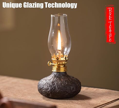 Vintage Ceramic Oil Lamp, Oil Lamp for Indoor Use Stone Texture, Vintage Oil Lamps for Indoor, Kerosene Lamp for Tabletop Decor Home Decor and Emergency Lighting in Saudi Arabia