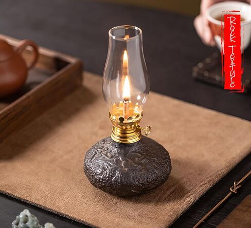 Vintage Ceramic Oil Lamp, Oil Lamp for Indoor Use Stone Texture, Vintage Oil Lamps for Indoor, Kerosene Lamp for Tabletop Decor Home Decor and Emergency Lighting in Saudi Arabia