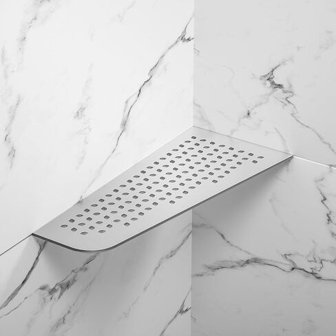 Corner Shower Shelf 12" Brushed 304 Stainless Steel Quadrilateral Corner Shelf Heavy Duty Recessed Bathroom Shelf in Saudi Arabia