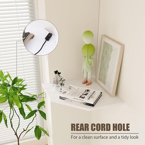 Large Floating Corner Wall Shelf with Cable Management, White MDF, Modern Home Decor, Book Display Storage in Saudi Arabia