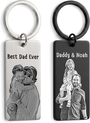 Personalized Photo Keychains for Dad, Custom Engraved Keychain with Picture, Father Day Gifts, Car Accessories Keepsake, New Dad Gifts in Kuwait