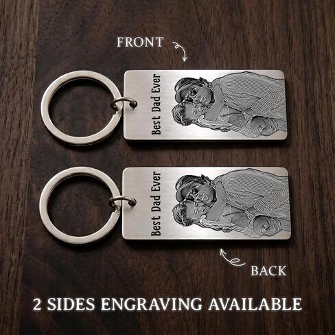 Personalized Photo Keychains for Dad, Custom Engraved Keychain with Picture, Father Day Gifts, Car Accessories Keepsake, New Dad Gifts in Kuwait