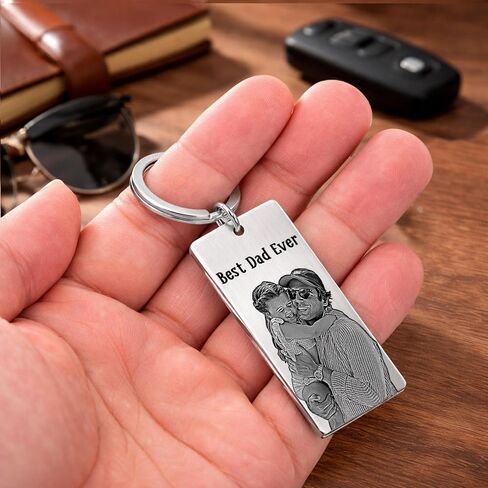 Personalized Photo Keychains for Dad, Custom Engraved Keychain with Picture, Father Day Gifts, Car Accessories Keepsake, New Dad Gifts in Kuwait