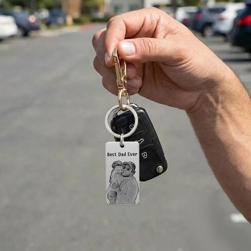 Personalized Photo Keychains for Dad, Custom Engraved Keychain with Picture, Father Day Gifts, Car Accessories Keepsake, New Dad Gifts in Kuwait