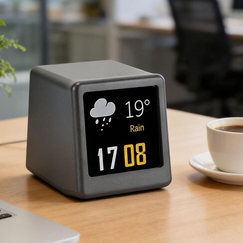 Asixxsix Mini Digital Clock, 1.54in IPS Screen with Intelligent Dynamic Weather Forecast, Temperature Humidity Display, GIF Photo Album, WiFi Control for Home Office Car Desk in Saudi Arabia