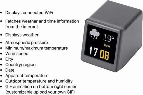 Asixxsix Mini Digital Clock, 1.54in IPS Screen with Intelligent Dynamic Weather Forecast, Temperature Humidity Display, GIF Photo Album, WiFi Control for Home Office Car Desk in Saudi Arabia