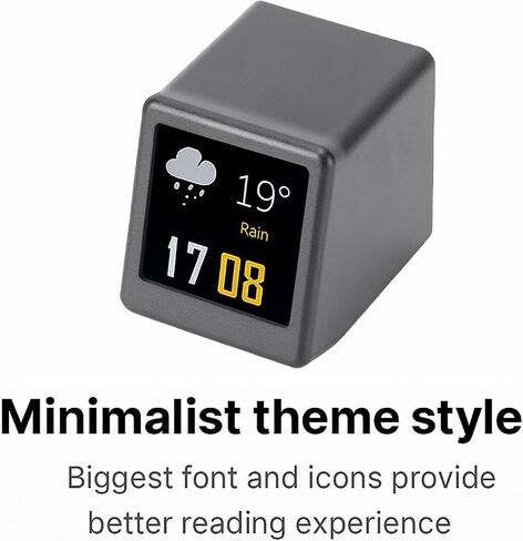 Asixxsix Mini Digital Clock, 1.54in IPS Screen with Intelligent Dynamic Weather Forecast, Temperature Humidity Display, GIF Photo Album, WiFi Control for Home Office Car Desk in Saudi Arabia