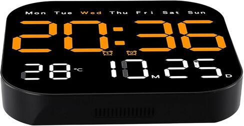 Digital Wall Clock with Remote Control, Large LED Display Shows Date Temperature Day, Countdown and Timer Functions, Adjustable Brightness, Alarm, for battery Powered in Saudi Arabia