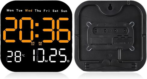 Digital Wall Clock with Remote Control, Large LED Display Shows Date Temperature Day, Countdown and Timer Functions, Adjustable Brightness, Alarm, for battery Powered in Saudi Arabia