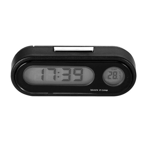 2 in 1 Car Digital Thermometer Clock, Large LCD Screen with Blue Backlight for Easy Reading, Compact Design for Car Motorcycle Office (Black) in Kuwait