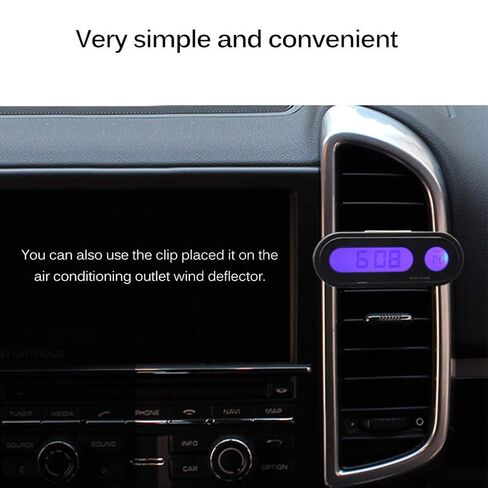 2 in 1 Car Digital Thermometer Clock, Large LCD Screen with Blue Backlight for Easy Reading, Compact Design for Car Motorcycle Office (Black) in Kuwait