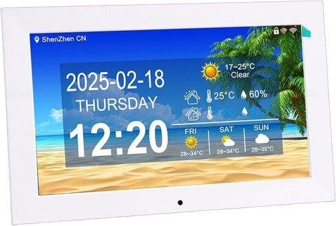 POCREATION Smart Digital WiFi Clock 10 Inch Large Display with Weather Temperature Humidity Photo Video Playback Remote Control for Seniors Easy Read (US Plug Heating Power 500W) in Kuwait