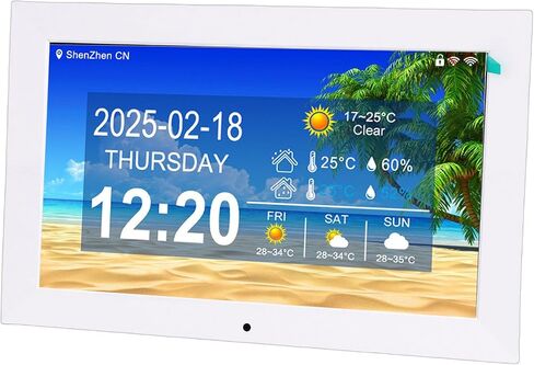 POCREATION Smart Digital WiFi Clock 10 Inch Large Display with Weather Temperature Humidity Photo Video Playback Remote Control for Seniors Easy Read (US Plug Heating Power 500W) in Kuwait