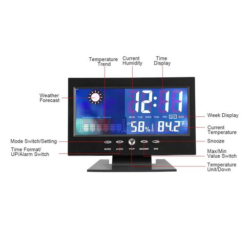 Chrees Weather Forecast Digital Temperature Clock Alarm Comfort Level for Bedroom Living Room 5" in Saudi Arabia