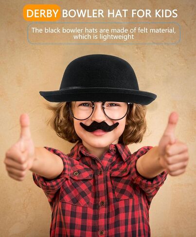 10 Pcs Adult Black Bowler Hats Felt Bowler Derby Hat Round Top Hat Gentlemen Party Hats for Men Women Halloween Dress Up Accessories in Kuwait