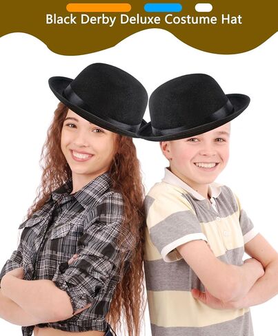10 Pcs Adult Black Bowler Hats Felt Bowler Derby Hat Round Top Hat Gentlemen Party Hats for Men Women Halloween Dress Up Accessories in Kuwait