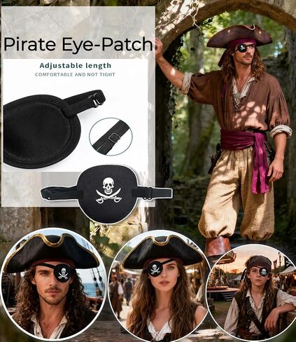Verceco Pirate Hat Accessories Costume Set 5PC Adult Pirate Accessories for Halloween & Ren Faire in Saudi Arabia