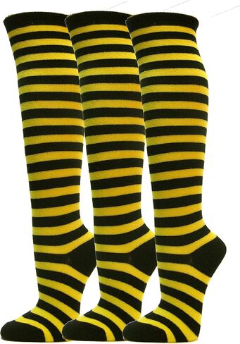 COUVER 3 Pack Stripes Womens Knee High Socks, Striped Tube Style, Over Calf Tall Socks for Daily Wear in Kuwait