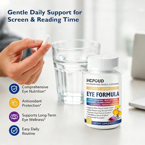 Neurobella Eye Formula, 16-in-1 Eye Vitamins and Mineral Supplement with Lutein 20mg, Zeaxanthin 4mg & Meso-Zeaxanthin 10mg, Astaxanthin, Omega 3, Bilberry & Saffron, Eye Health, 60 Capsules in Saudi Arabia