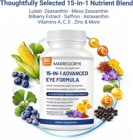 Neurobella Eye Care Formula, 15-in-1 Advanced Eye Care Formula, Eye Nutrition Support Capsules. Contains Lutein, zeaxanthin,Saffron, Blueberry Extract and Multiple Vitamins. 90 Capsules. in Saudi Arabia