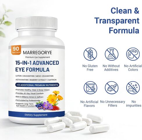 Neurobella Eye Care Formula, 15-in-1 Advanced Eye Care Formula, Eye Nutrition Support Capsules. Contains Lutein, zeaxanthin,Saffron, Blueberry Extract and Multiple Vitamins. 90 Capsules. in Saudi Arabia