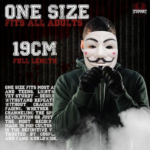 V for Vendetta Guy Fawkes Mask – Adult Size Anonymous Hacker Mask for Halloween Costume, Cosplay Events, Theme Parties & Props in Saudi Arabia
