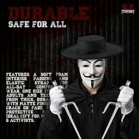 V for Vendetta Guy Fawkes Mask – Adult Size Anonymous Hacker Mask for Halloween Costume, Cosplay Events, Theme Parties & Props in Saudi Arabia