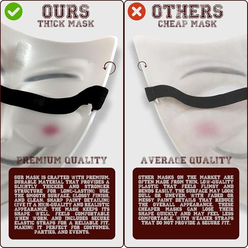 V for Vendetta Guy Fawkes Mask – Adult Size Anonymous Hacker Mask for Halloween Costume, Cosplay Events, Theme Parties & Props in Saudi Arabia