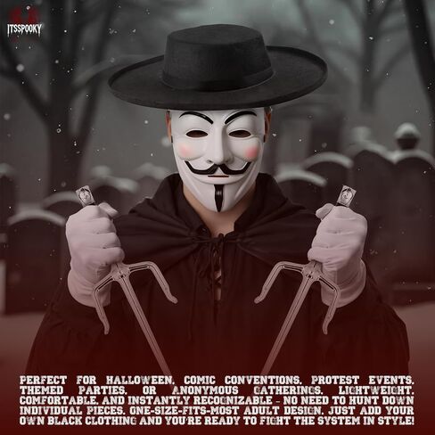 V for Vendetta Guy Fawkes Mask – Adult Size Anonymous Hacker Mask for Halloween Costume, Cosplay Events, Theme Parties & Props in Saudi Arabia