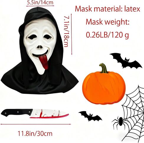 Scary Ghost Mask,skull horror movie full head mask, Halloween Face Mask,latex,high elasticity,Cosplay Party props. in Saudi Arabia