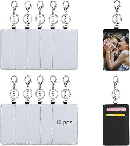 10 Pack Sublimation Card Holder Blanks Keychains, Heat Transfer Press Blank Luggage Tags, PU Leather Card Carrier Case with Customized Photo Personalized Gifts for Women (10) in Saudi Arabia