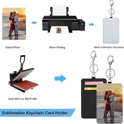 10 Pack Sublimation Card Holder Blanks Keychains, Heat Transfer Press Blank Luggage Tags, PU Leather Card Carrier Case with Customized Photo Personalized Gifts for Women (10) in Saudi Arabia