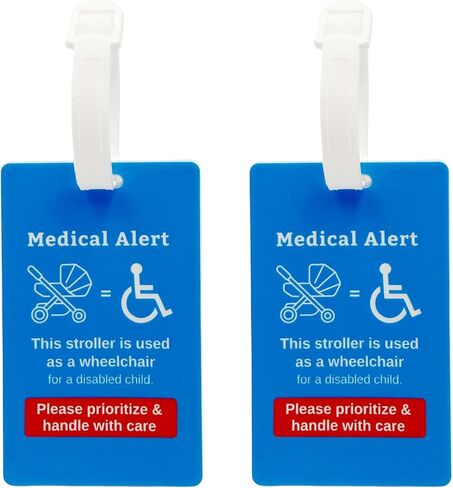 عبوتان من عربة الأطفال كجهاز تنقل على شكل علامة كرسي متحرك، وعلامة تنبيه طبية مع بطاقة معلومات وتعريف عربة الأطفال بحزام آمن للمطارات والمتنزهات الترفيهية in Kuwait
