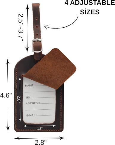 Toprank Leather Luggage Tag for Suitcase – Full Grain Leather Travel ID Tag with Privacy Cover, Buckle Strap & Information Card – Durable Baggage Tag (Tan, 2 Pack) in Saudi Arabia