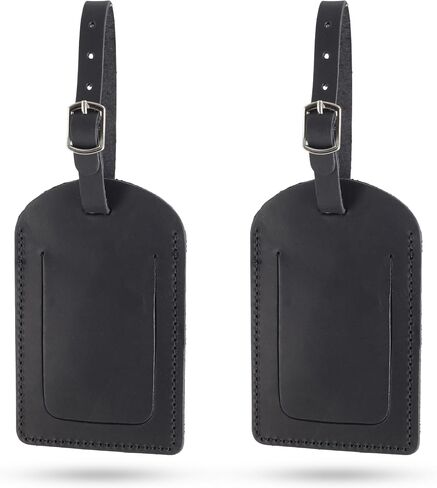 Toprank Leather Luggage Tag for Suitcase – Full Grain Leather Travel ID Tag with Privacy Cover, Buckle Strap & Information Card – Durable Baggage Tag (Tan, 2 Pack) in Saudi Arabia