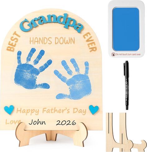 R HORSE Baby DIY Easter Footprint or Handprint Art Sign with Ink Pad, 3D Newborn Bunny Wooden Milestone with Marker Pen, Baby 1st Easter Keepsake Craft Gift Nursery Decor Photo Props for Baby Shower in Kuwait