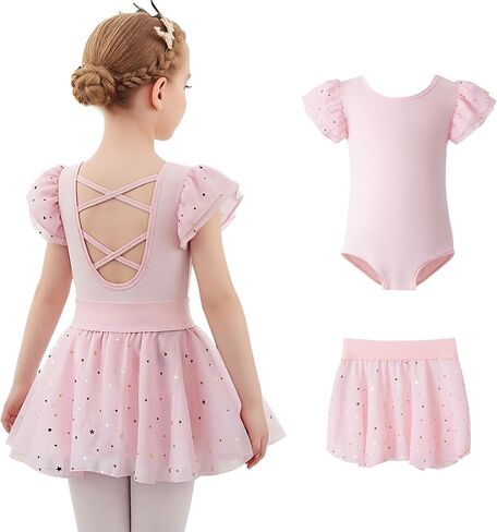 Tutu.kk Toddler Ballet Leotard for Girls Removable Skirt Sequin Dance Dress with Criss-Cross Back Ballerina Outfit in Saudi Arabia
