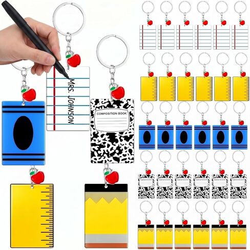 Kenning 30 Pcs Back to School Teacher Appreciation Gifts Bulk Personalized Graduation Notebook Keychains Mini Custom Name Tags for Backpacks End of Year Teacher Thank You Gifts in Kuwait