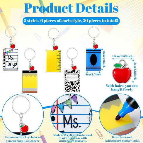 Kenning 30 Pcs Back to School Teacher Appreciation Gifts Bulk Personalized Graduation Notebook Keychains Mini Custom Name Tags for Backpacks End of Year Teacher Thank You Gifts in Kuwait
