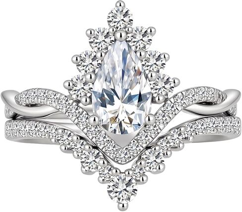 1.66 Carats Pear Shaped Moissanite Wedding Ring Set Vintage Infinity Bridal Sets,18K White Gold Platinum Plated Silver Twist Teardrop Engagement Ring Sets for Women Gift for Anniversary Birthday in Saudi Arabia