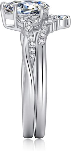 Celtic Knot Wedding Rings Set Sterling Silver Pear-Cut Moissanite Bridal Sets for Women,18K White Gold Platinum Plated Infinity Twist Engagement Ring Set Jewelry for Anniversary Wedding in Saudi Arabia