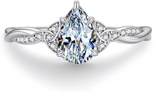 Celtic Knot Wedding Rings Set Sterling Silver Pear-Cut Moissanite Bridal Sets for Women,18K White Gold Platinum Plated Infinity Twist Engagement Ring Set Jewelry for Anniversary Wedding in Saudi Arabia
