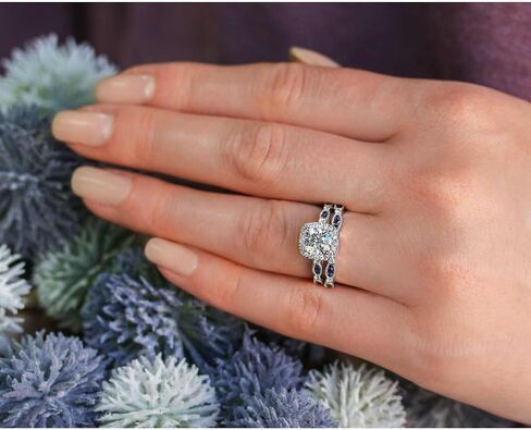 Kobelli Round Moissanite and Blue Sapphire Bridal Set (GH/VS) in Kuwait
