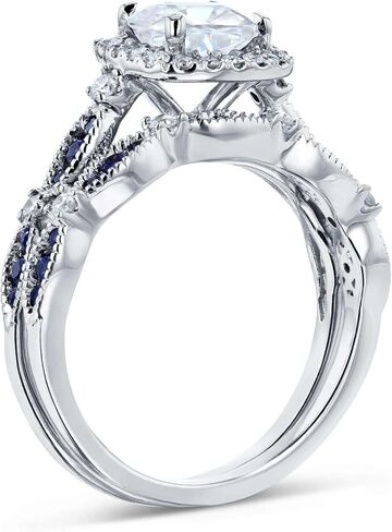 Kobelli Round Moissanite and Blue Sapphire Bridal Set (GH/VS) in Kuwait