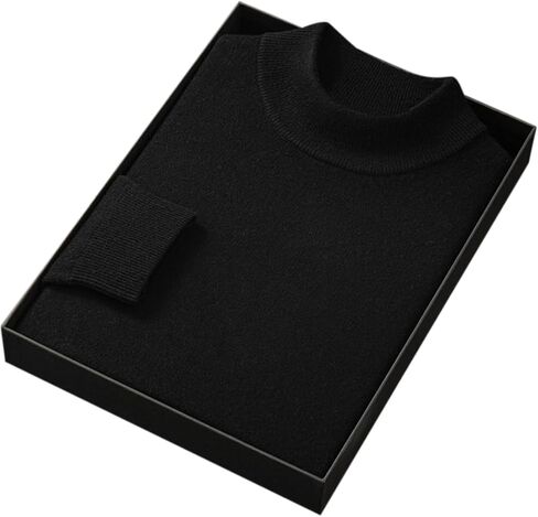 Men's 100% Merino Wool Mock Neck Sweater, Long Sleeve Solid Pullover in Saudi Arabia