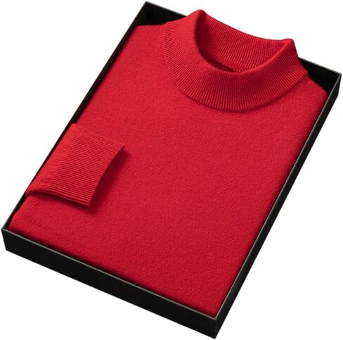 Men's 100% Merino Wool Mock Neck Sweater, Long Sleeve Solid Pullover in Saudi Arabia
