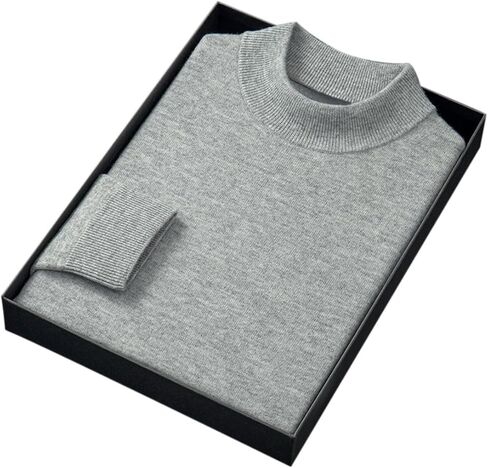 Men's 100% Merino Wool Mock Neck Sweater, Long Sleeve Solid Pullover in Saudi Arabia