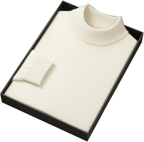 Men's 100% Merino Wool Mock Neck Sweater, Long Sleeve Solid Pullover in Saudi Arabia