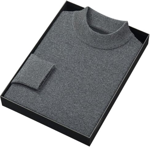 Men's 100% Merino Wool Mock Neck Sweater, Long Sleeve Solid Pullover in Saudi Arabia